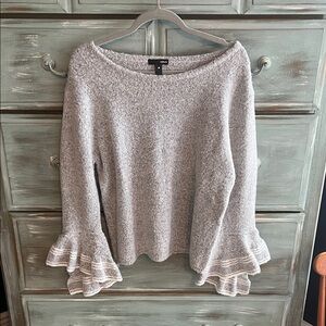 Aqua Heather Gray Ruffle Sleeve Sweater